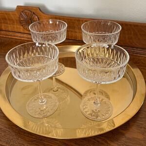 IKEA SALLSKAPLIG Champange Coupe Clear Glass Pattern 7 oz Set of (4)